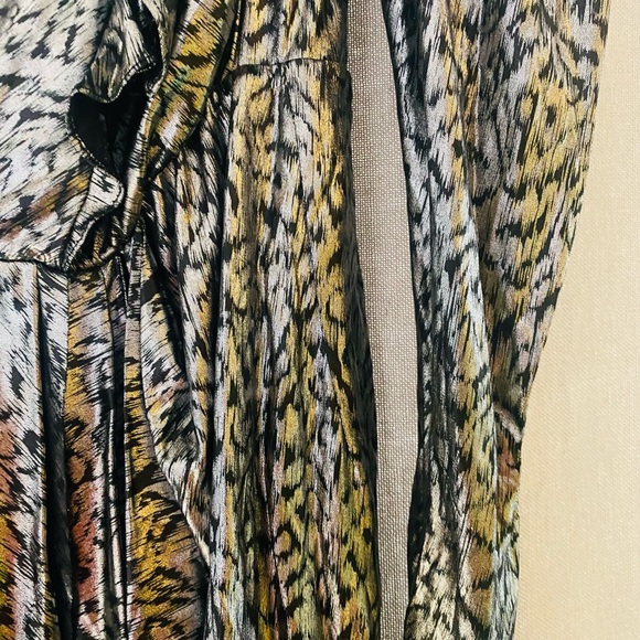 CHIC Isabel Marant silver leopard print mini lame long sleeve dress size 38 - Picture 6 of 13